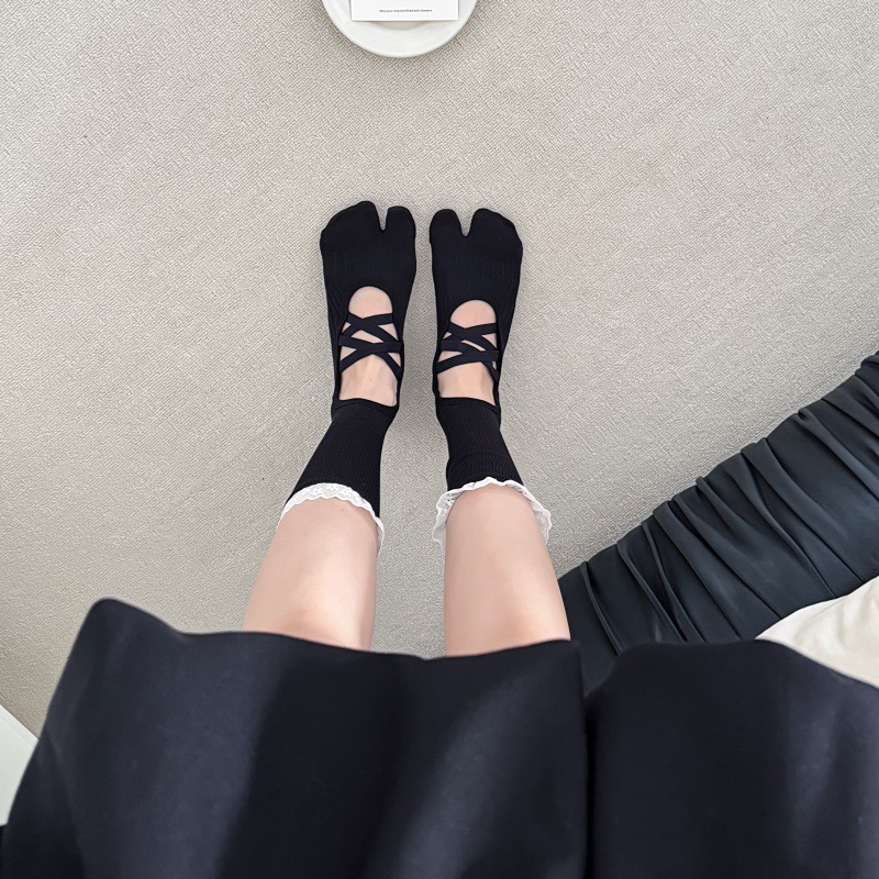 Lace Trim Split Toe Yoga Socks - Toe Sock Split recension och pris