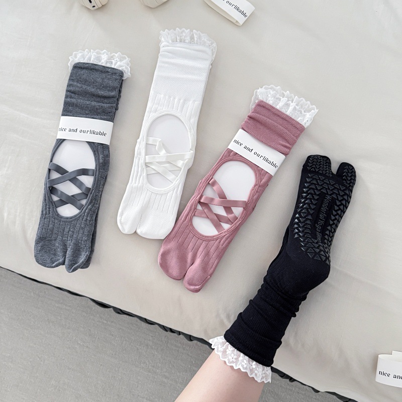 Lace Trim Split Toe Yoga Socks - Toe Sock Split recension och pris