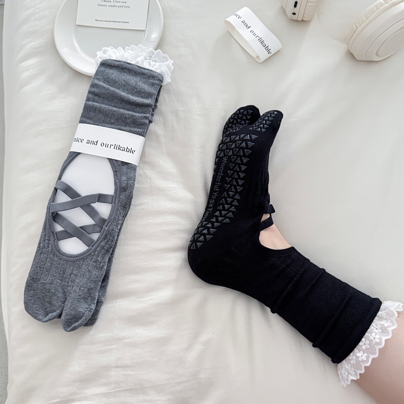 Lace Trim Split Toe Yoga Socks - Toe Sock Split recension och pris